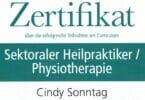 Zertifikat Sektorale Heilpraktikerin Cindy Sonntag Physiotherapie München Oberföhring